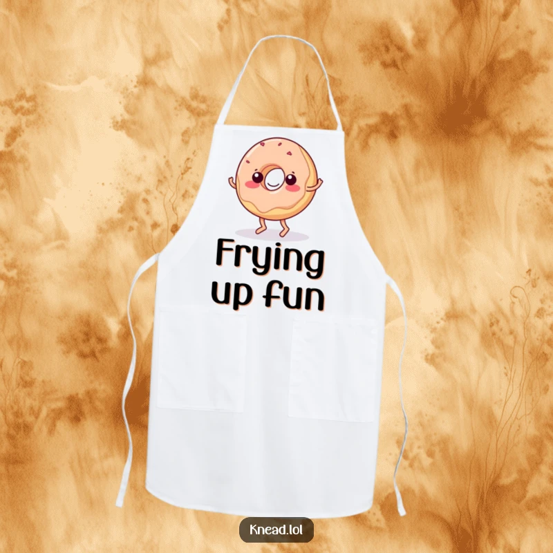 Funny Donut Apron: A wiggling jelly donut with tiny feet performs a funny dance, bringing sweet fun to the kitchen.