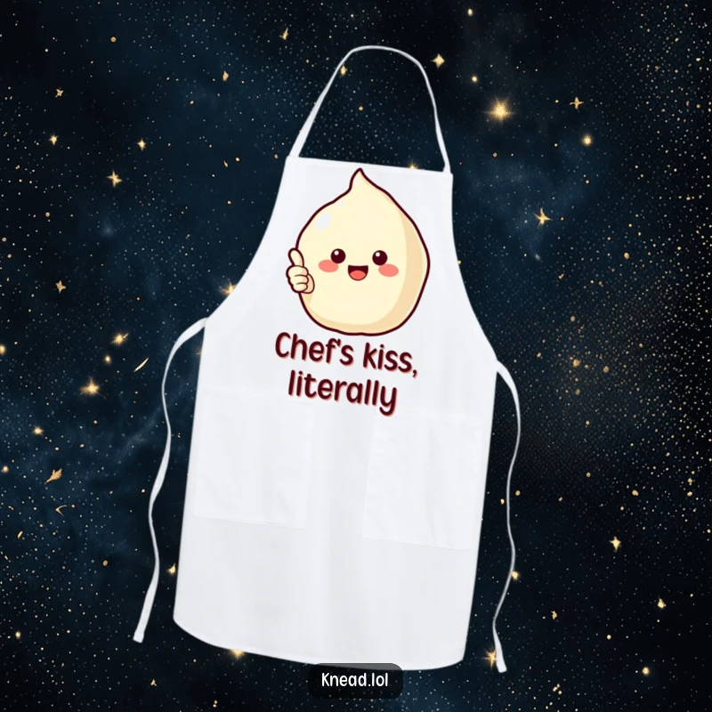 Funny Puffy Pastry Apron featuring a cheerful pastry giving a thumbs up, a humorous and practical accessory for any joyful baker.