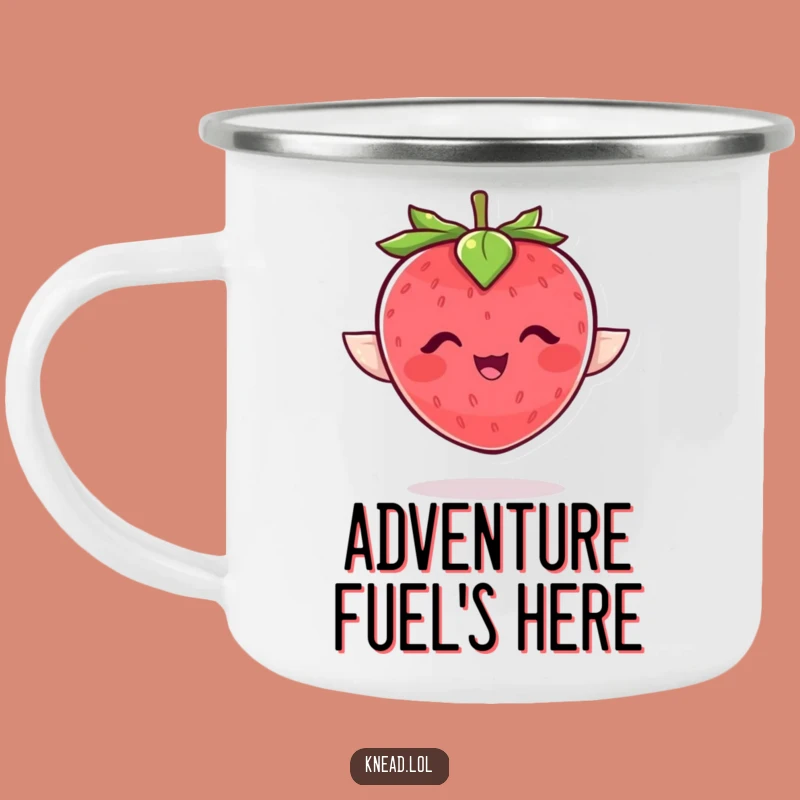 Funny Giggling Strawberry Camping Mug - Durable Joyful Fruit Character Cup, Rustic Funny Gift
