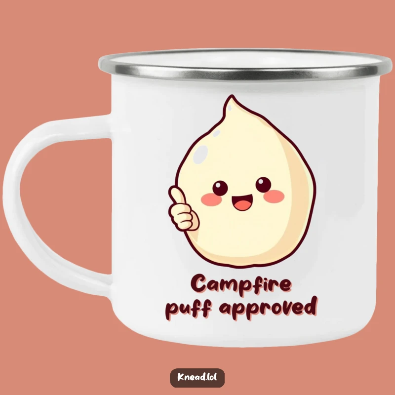 Funny Puffy Pastry Camping Mug: Cheerful Outdoor Treat, Perfect Humorous Adventure Gift