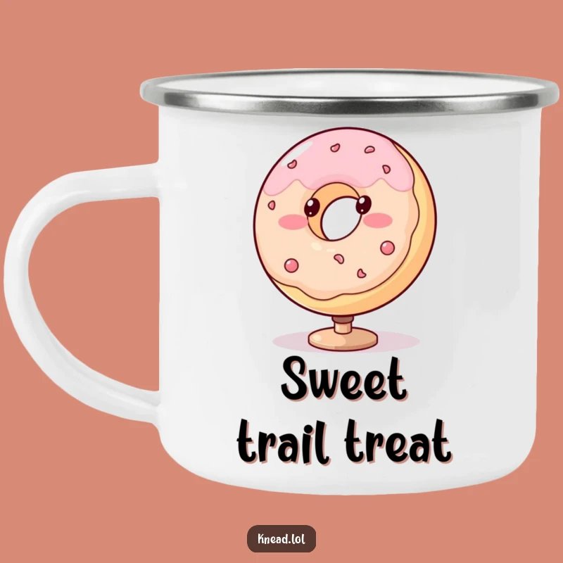 Funny Spinning Donut Camping Mug - Durable Treat Character Cup, Rustic Funny Gift