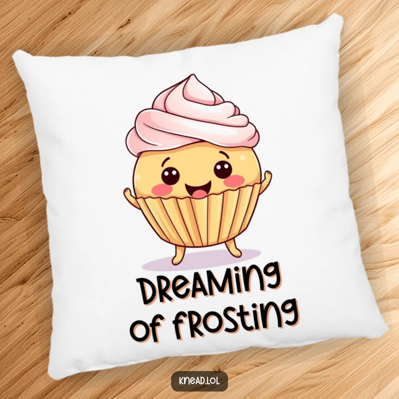 Funny Cupcake Jiggle Pillow featuring a smiling, round cupcake jiggling with delight, offering comfortable and sweet decor.