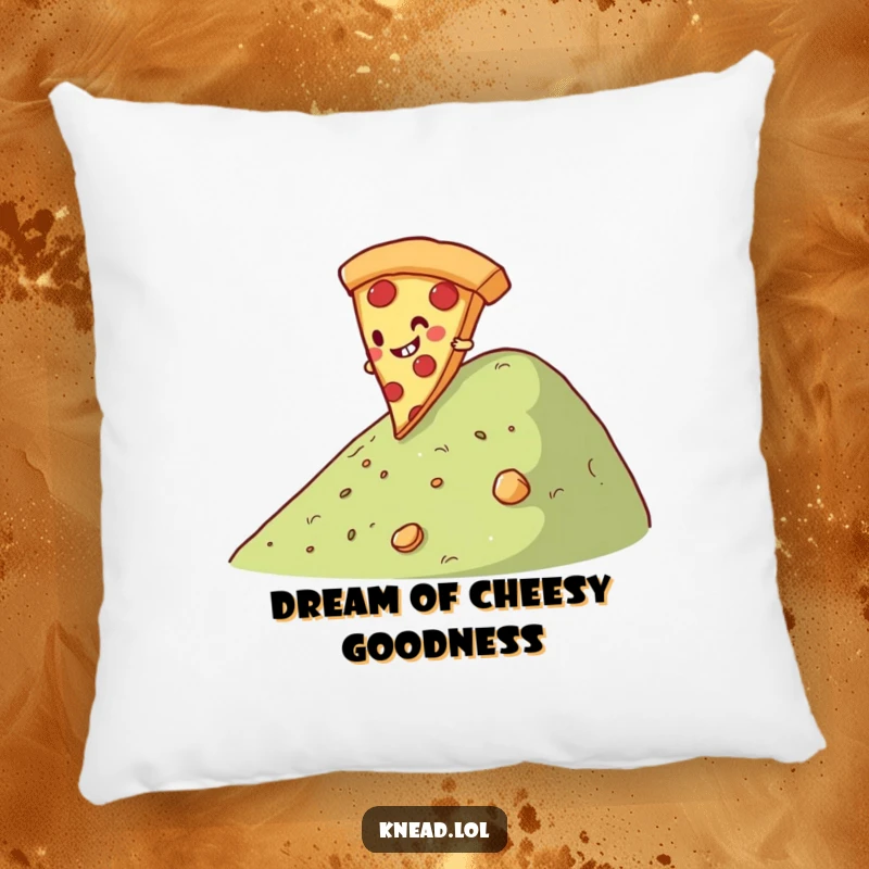 Funny Pizza Slice Pillow showcasing a giggling pizza slice character rolling down a hill, offering soft comfort and humorous pizza charm.