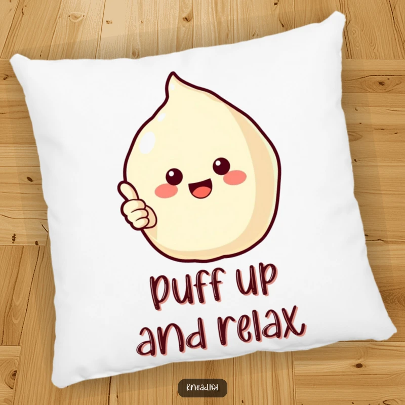 Funny Puffy Pastry Pillow showcasing a cheerful pastry giving a thumbs up, offering soft comfort and a humorous, baked-good embrace.