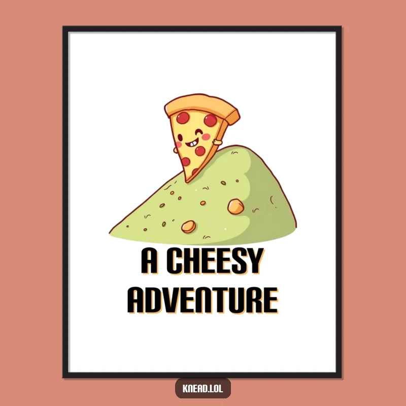 Funny Pizza Slice Digital Art: Rolling Dessert Character, Perfect Humorous Decor