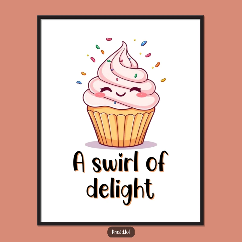 Funny Winking Cupcake Digital Art: Juggling Dessert Character, Perfect Humorous Decor