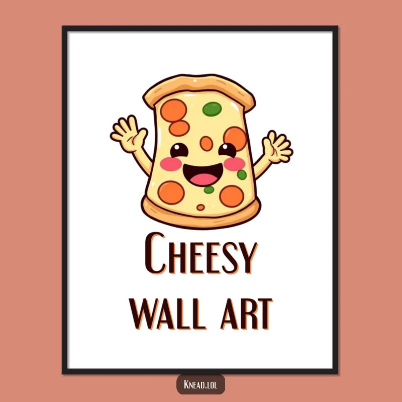 Funny Pizza Slice Digital Art: Waving Character, Instant Joy Download
