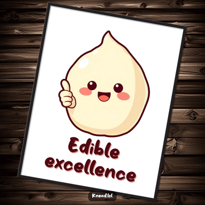 Funny Puffy Pastry Digital Art Print of a cheerful pastry character giving a thumbs up, radiating positivity and baked goodness.