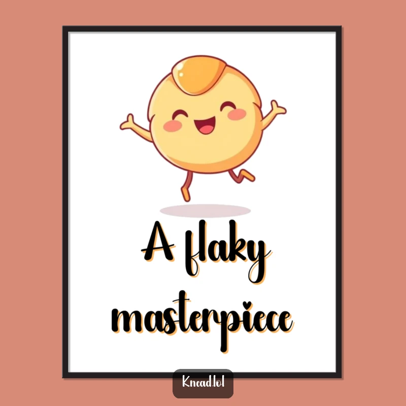 Funny Croissant Legs Digital Art: Joyful Pastry Character, Perfect Humorous Wall Decor