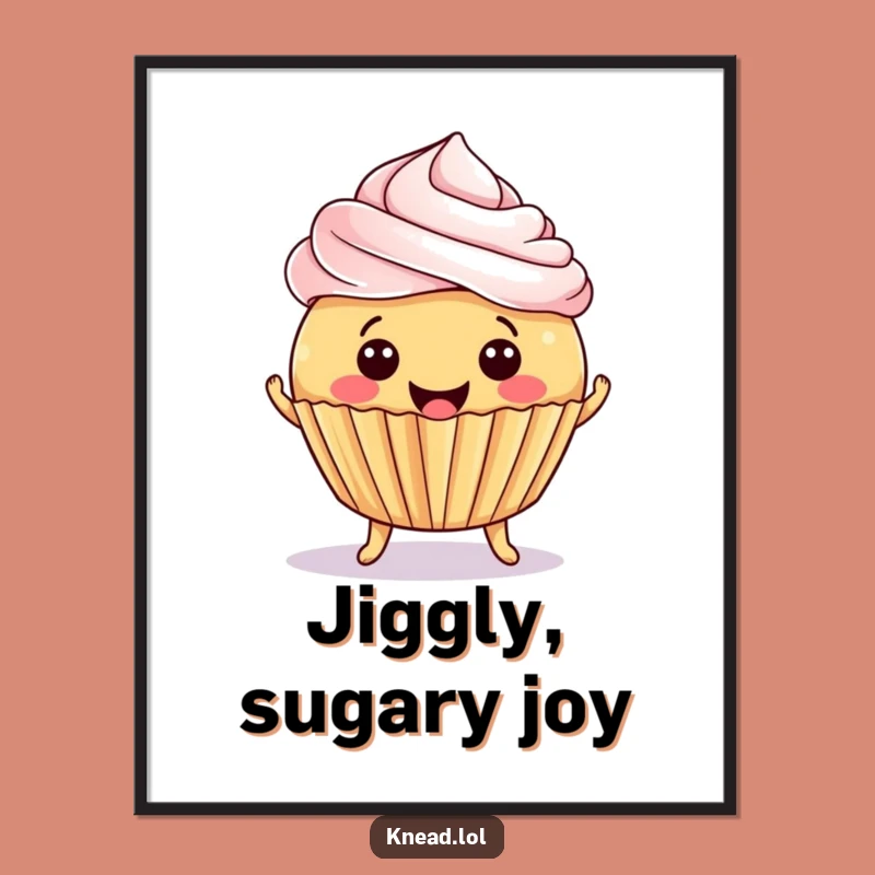 Funny Cupcake Jiggle Digital Art: Instant Sweet Humor, Perfect Printable Gift!