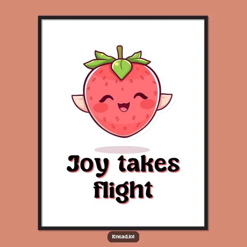 Funny Giggling Strawberry Digital Art - Joyful Fruit Character Printable, Instant Funny Gift