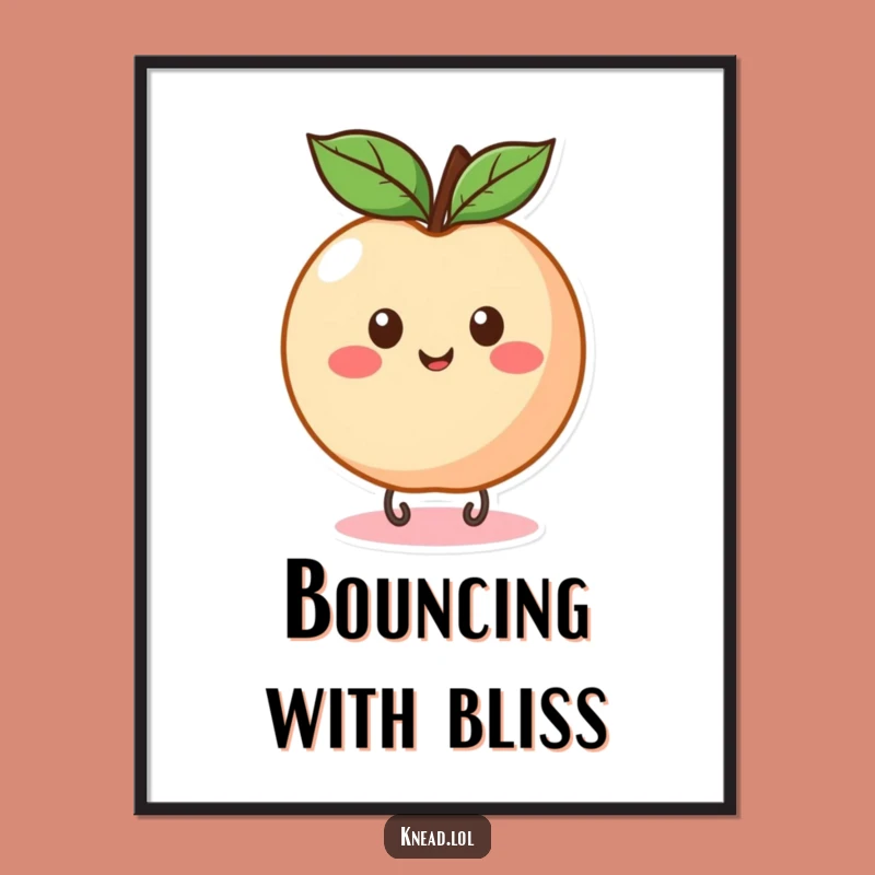 Funny Peach Bounce Digital Art: Instant Fruit Humor, Perfect Printable Gift!