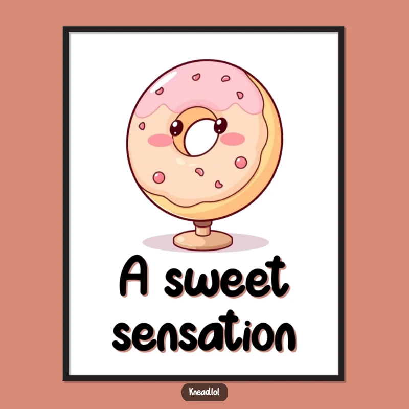 Funny Spinning Donut Digital Art - Blushing Treat Printable, Instant Funny Gift