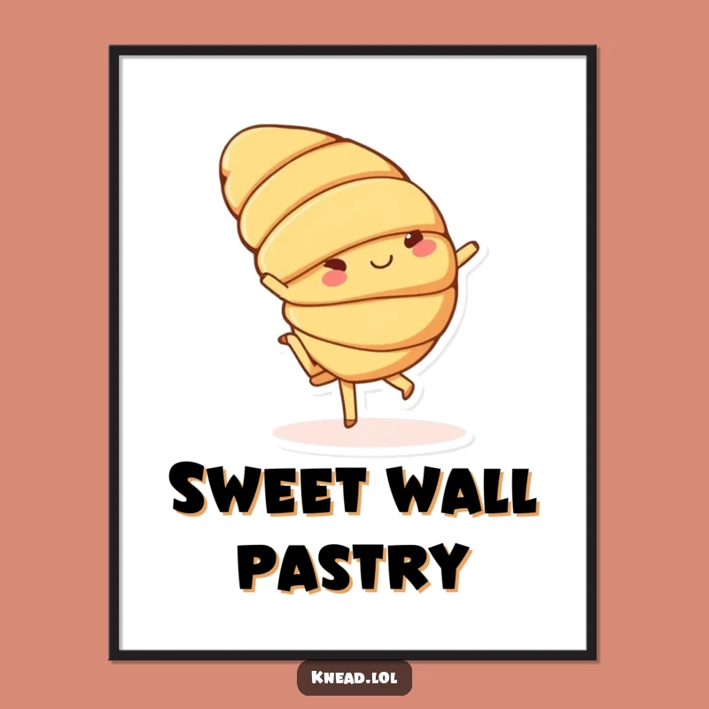 Funny Croissant Digital Art: Cartwheeling Character, Instant Joy Download