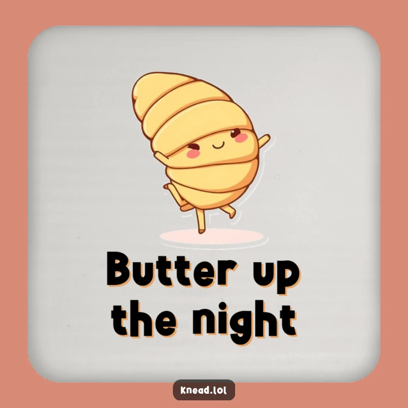 Funny Croissant Coaster: Cartwheeling Art, Protect Surfaces Gift