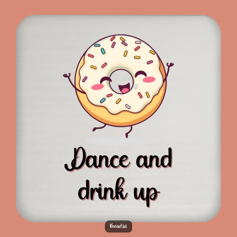 Funny Happy Donut Drink Coaster: Dancing Protection, Perfect Humorous Table Gift