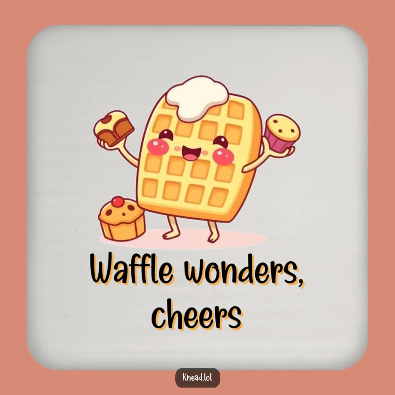 Funny Waffle Juggling Coaster: Protect Surfaces with Breakfast Style, Perfect Gift!
