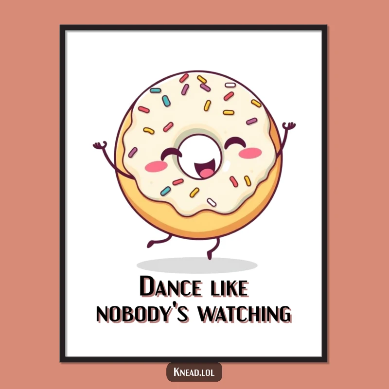 Funny Happy Donut Poster: Dancing Sprinkles Art, Perfect Humorous Wall Decor Gift