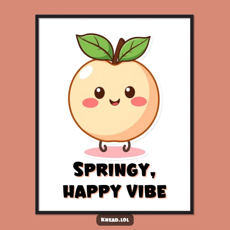 Funny Peach Bounce Poster: Happy Fruit Art, Perfect Wall Decor Whimsical Gift!