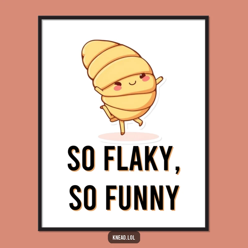 Funny Croissant Poster: Cartwheeling Art, Hilarious Wall Decor Gift