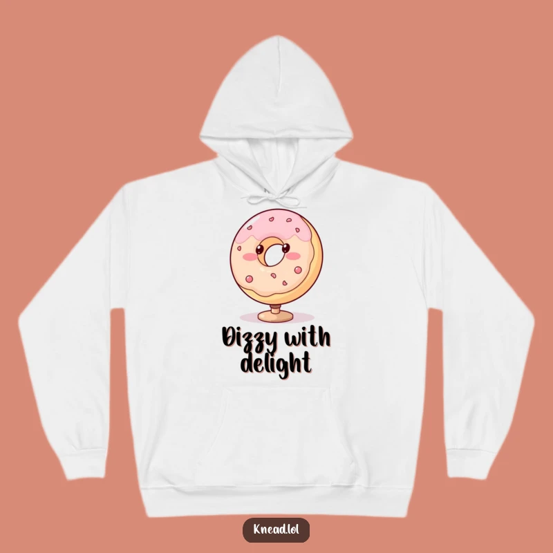 Funny Spinning Donut Hoodie - Blushing Treat Character Sweatshirt, Cozy Funny Gift