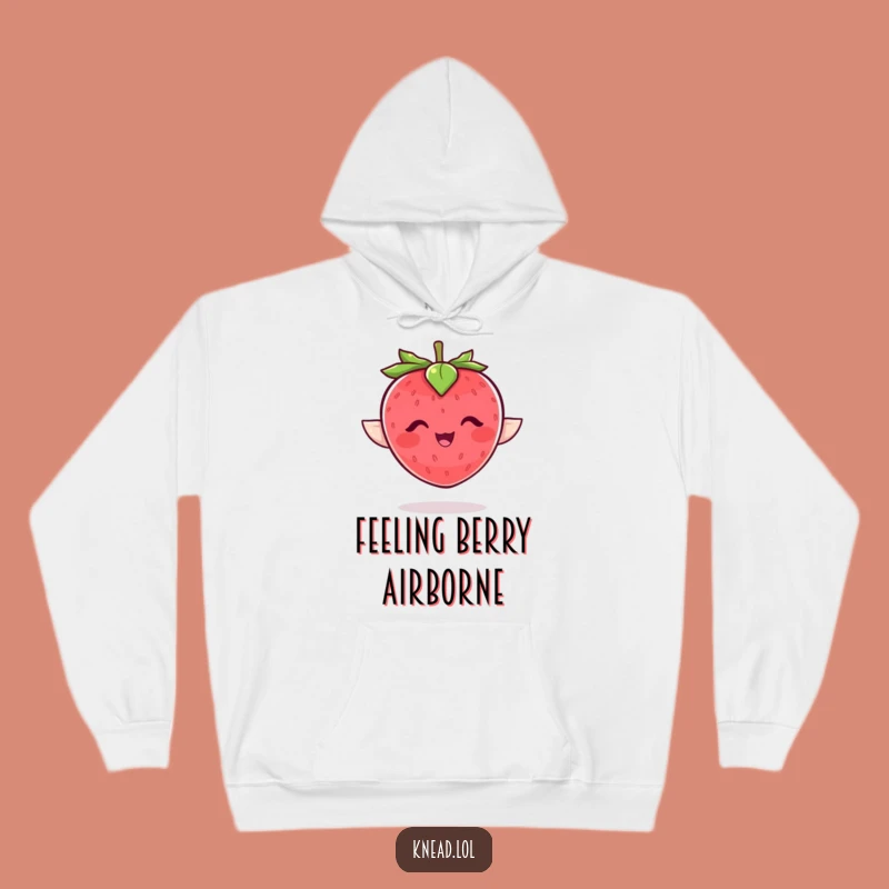 Funny Giggling Strawberry Hoodie - Cozy Joyful Fruit Character Sweatshirt, Awesome Funny Gift