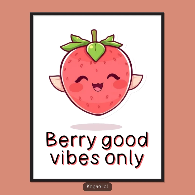 Free Printable Wall Art: Giggling Strawberry, Funny Downloadable Decor for a Cheerful Room