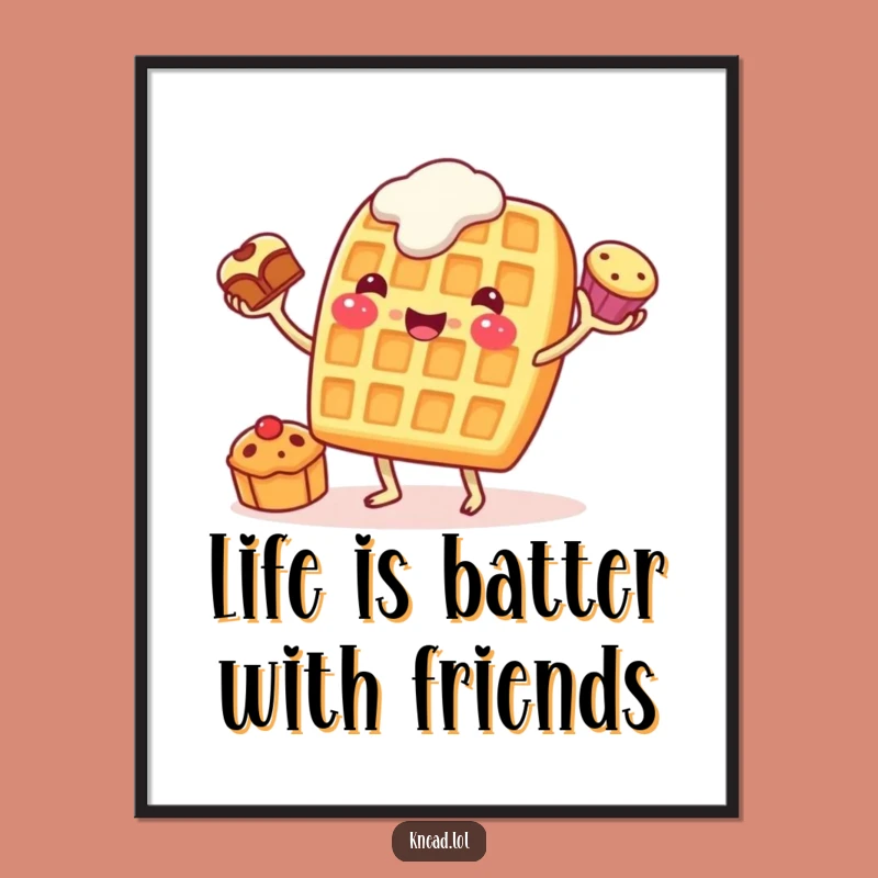 Free Printable Waffle Wall Art: Funny Juggling Decor Downloadable Gift