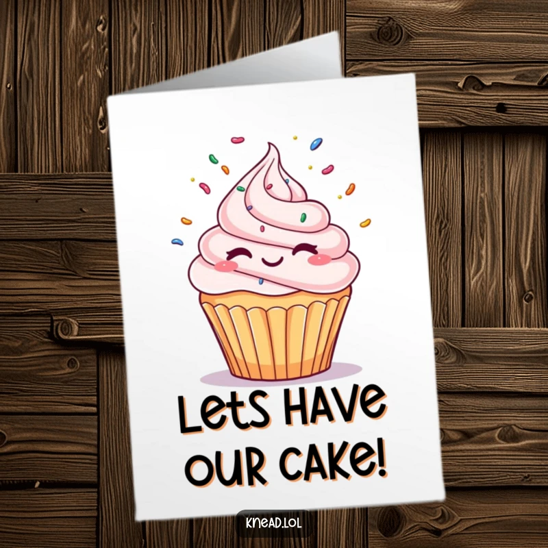 Funny Free Printable birthday card featuring a winking cupcake juggling sprinkles, a delightful downloadable gift.