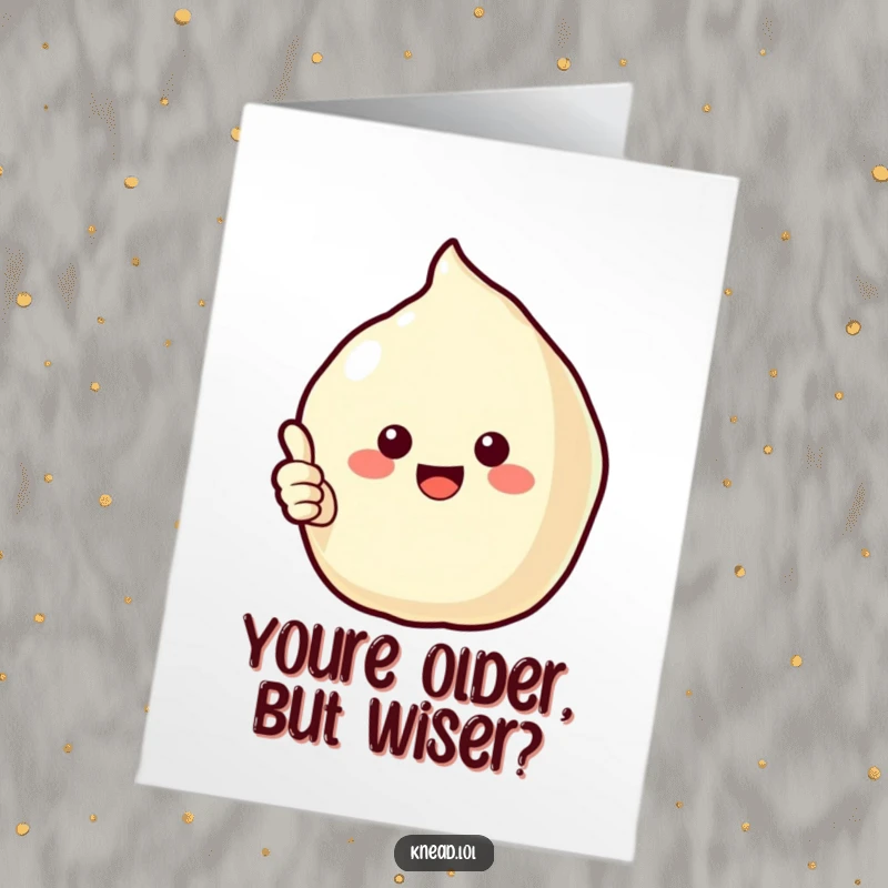 Funny Free Printable birthday card featuring a cheerful puffy pastry giving a thumbs up with its edge, a delightful gift.