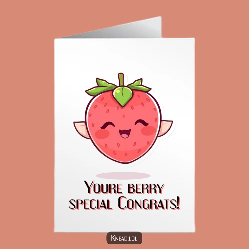 Free Printable Congrats Card: Giggling Strawberry, Joyful Downloadable Congrats Gift for Celebrations