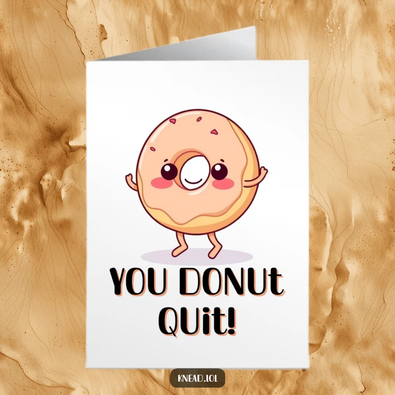 Funny Free Printable Congratulations Card: A wiggling jelly donut with tiny feet performing a funny dance move, celebrating your awesome news.