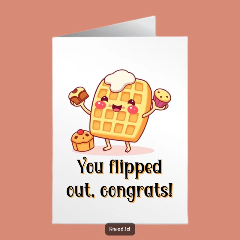 Free Printable Waffle Congrats Card: Funny Juggling Success Downloadable Gift