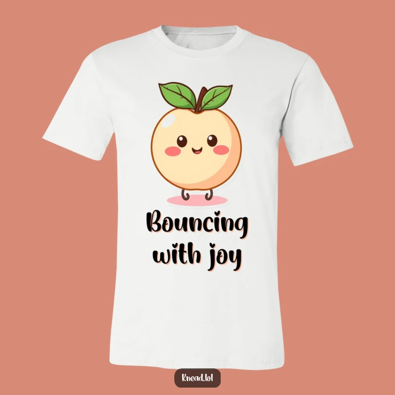 Funny Peach Bounce T-Shirt: Happy Fruit Action, Hilarious Whimsical Gift!