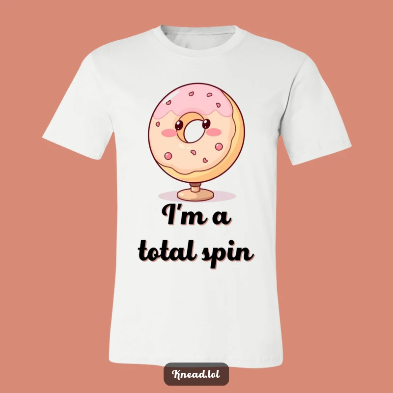 Funny Blushing Donut T-Shirt - Spinning Treat Character Tee, Awesome Funny Gift