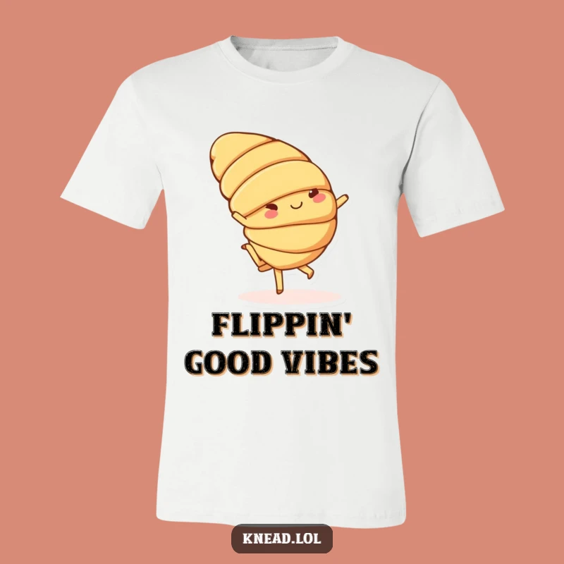 Funny Croissant T-Shirt: Cartwheeling Character, Hilarious Pastry Wear
