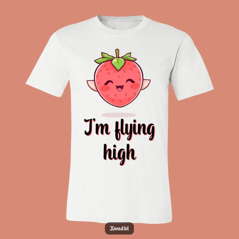 Funny Flapping Strawberry T-Shirt - Joyful Giggling Fruit Character Tee, Great Funny Gift
