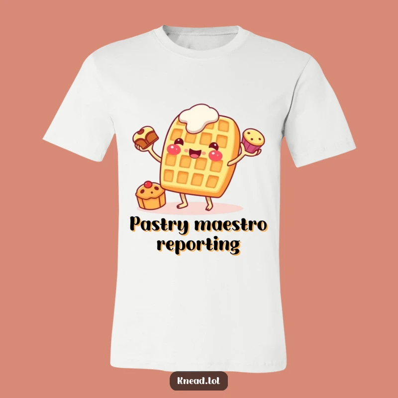 Funny Waffle Juggling T-Shirt: Cheerful Pastry Action, Hilarious Foodie Gift!