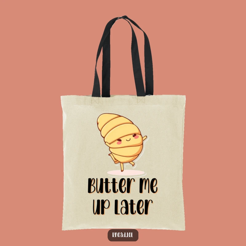 Funny Croissant Tote Bag: Cartwheeling Character, Stylish & Practical Gift