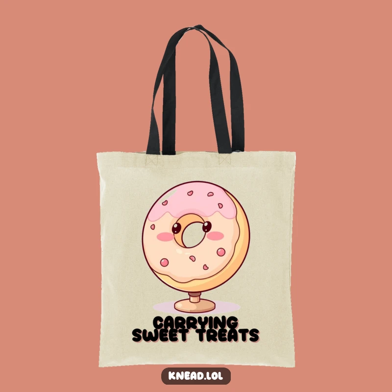 Funny Blushing Donut Tote Bag - Spinning Treat Carry-All, Chic Funny Gift